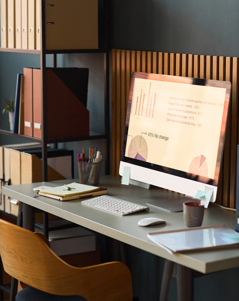 Organized small business office workspace supported by all-inclusive managed IT services