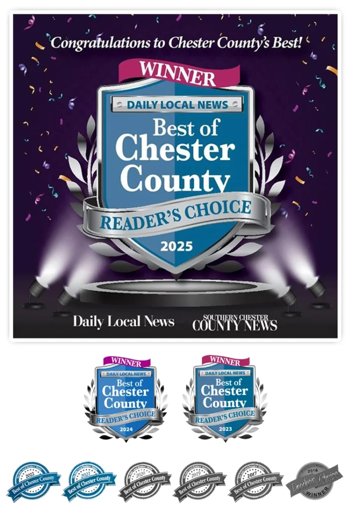 Collage of local business awards and recognitions earned by U-neek IT support company in Chester County PA
